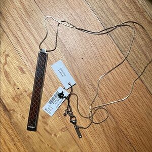 Chico's Silver Necklace with Geometric Brown Pendant